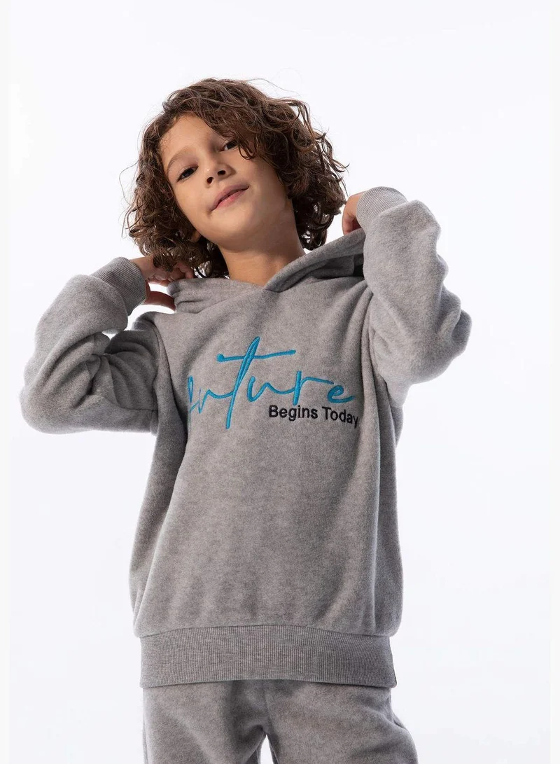 DeFacto Boy Hooded Long Sleeve Knitted Sweatshirt