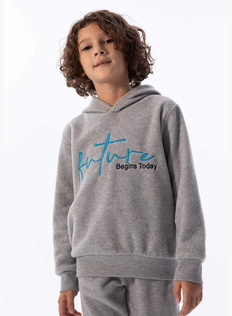 DeFacto Boy Hooded Long Sleeve Knitted Sweatshirt