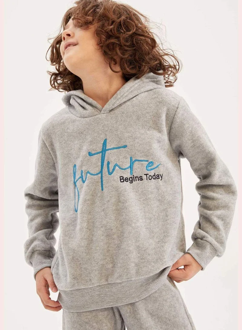 DeFacto Boy Hooded Long Sleeve Knitted Sweatshirt