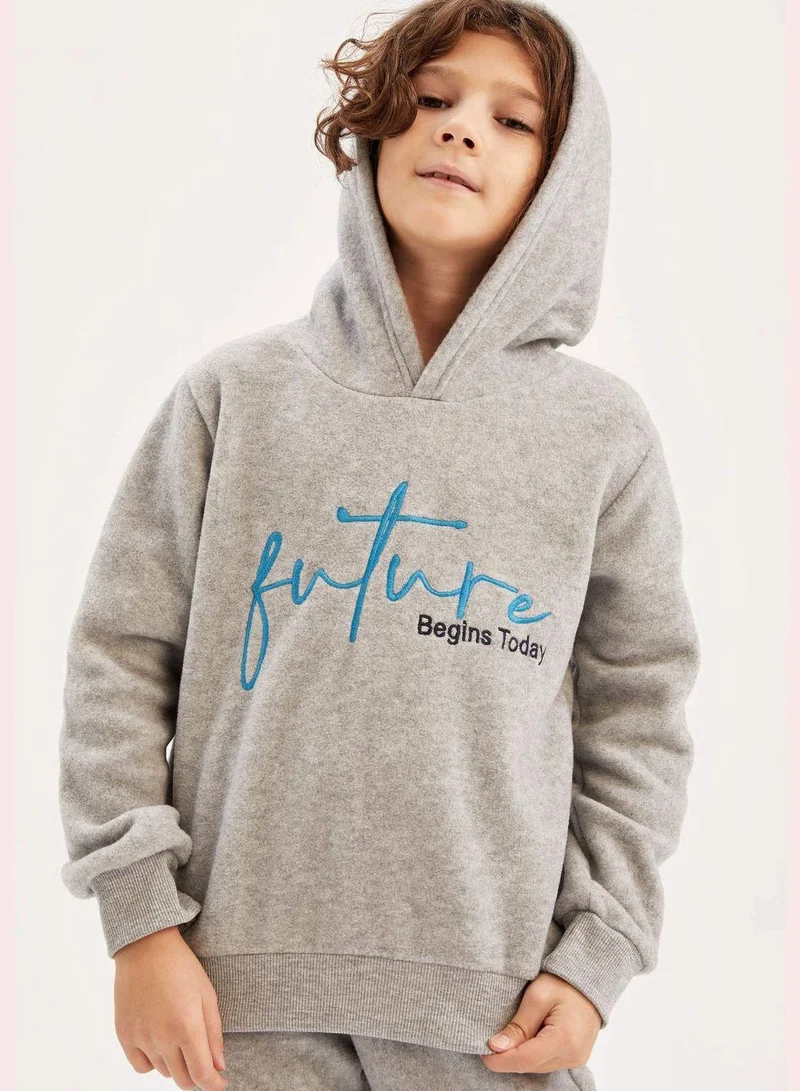 DeFacto Boy Hooded Long Sleeve Knitted Sweatshirt