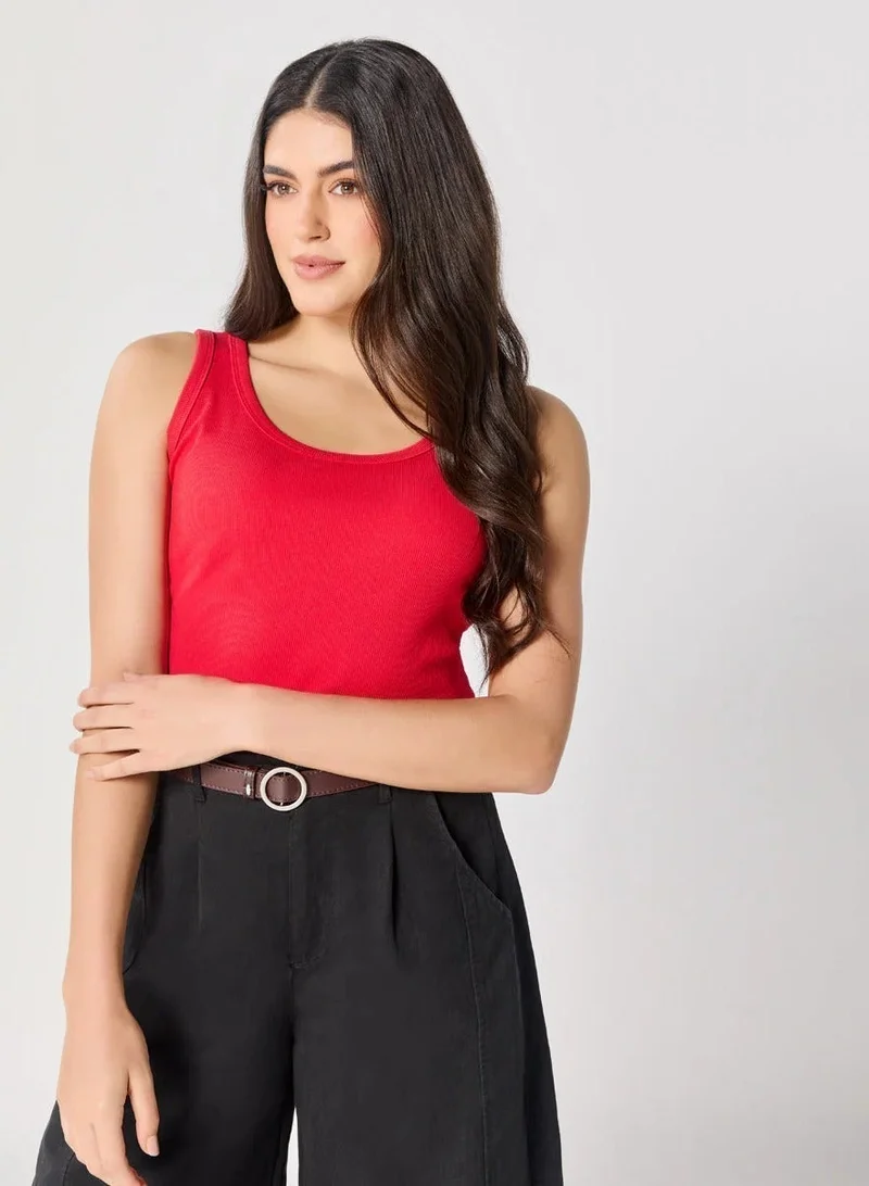 Zigzag Red Rib Cami Top