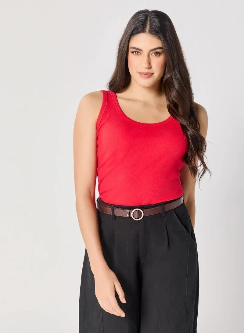 Zigzag Red Rib Cami Top