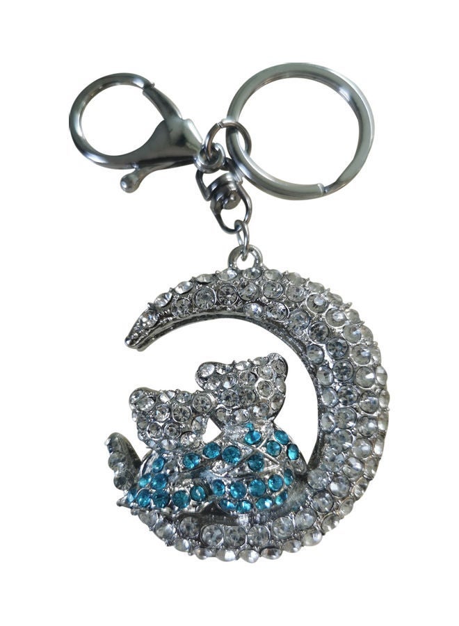 NIBEMINENT Moon Crescent Lover Cat Key Ring Clear/Blue - Image 1