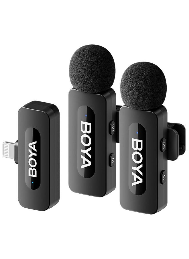 BOYA - BOYA BY-V2 Wireless Lavalier Microphone for iPhone iPad,Dual Mini Omnidirectional Condenser Video Recording Mic for Interview Podcast Vlog YouTube Live Stream - Image 1