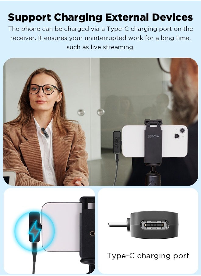 BOYA - BOYA BY-V2 Wireless Lavalier Microphone for iPhone iPad,Dual Mini Omnidirectional Condenser Video Recording Mic for Interview Podcast Vlog YouTube Live Stream - Image 1