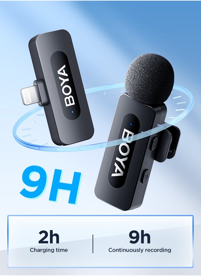 BOYA - BOYA BY-V2 Wireless Lavalier Microphone for iPhone iPad,Dual Mini Omnidirectional Condenser Video Recording Mic for Interview Podcast Vlog YouTube Live Stream - Image 1