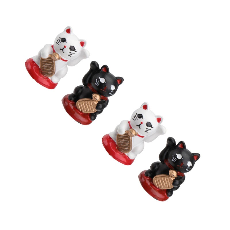 4 Pcs Japanese Cat Decoration Resin CaT Craft Model Decor Desktop Adornment - Image 1