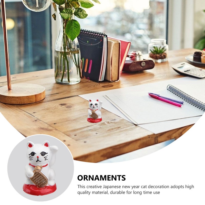 4 Pcs Japanese Cat Decoration Resin CaT Craft Model Decor Desktop Adornment - Image 5