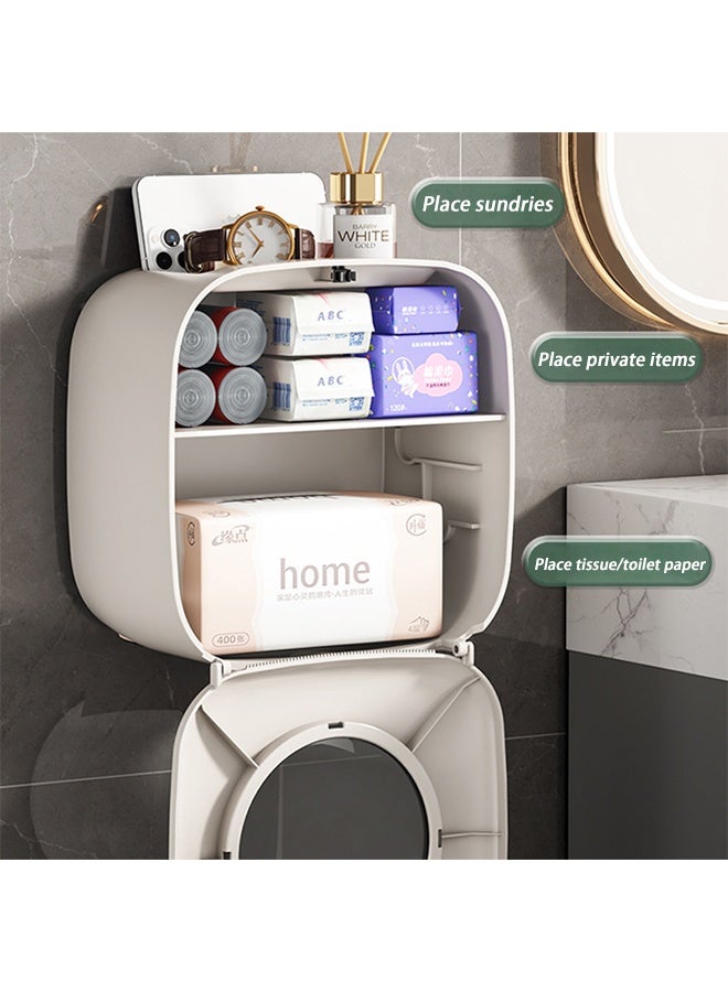 JOYBOS حامل ورق التواليت، حامل علبة المناديل، حامل لفات ورق التواليت، حامل لفات ورق التواليت مثبت على الحائط، حمام المرحاض، رف تخزين مقاوم للماء بدون ثقب - Image 2