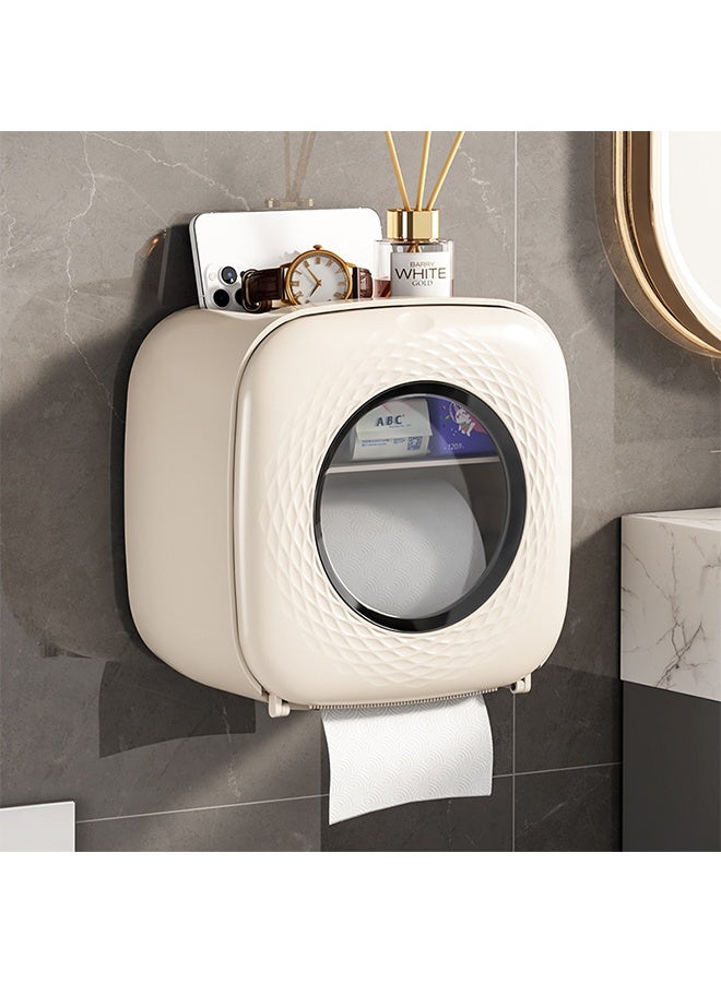 JOYBOS حامل ورق التواليت، حامل علبة المناديل، حامل لفات ورق التواليت، حامل لفات ورق التواليت مثبت على الحائط، حمام المرحاض، رف تخزين مقاوم للماء بدون ثقب - Image 1