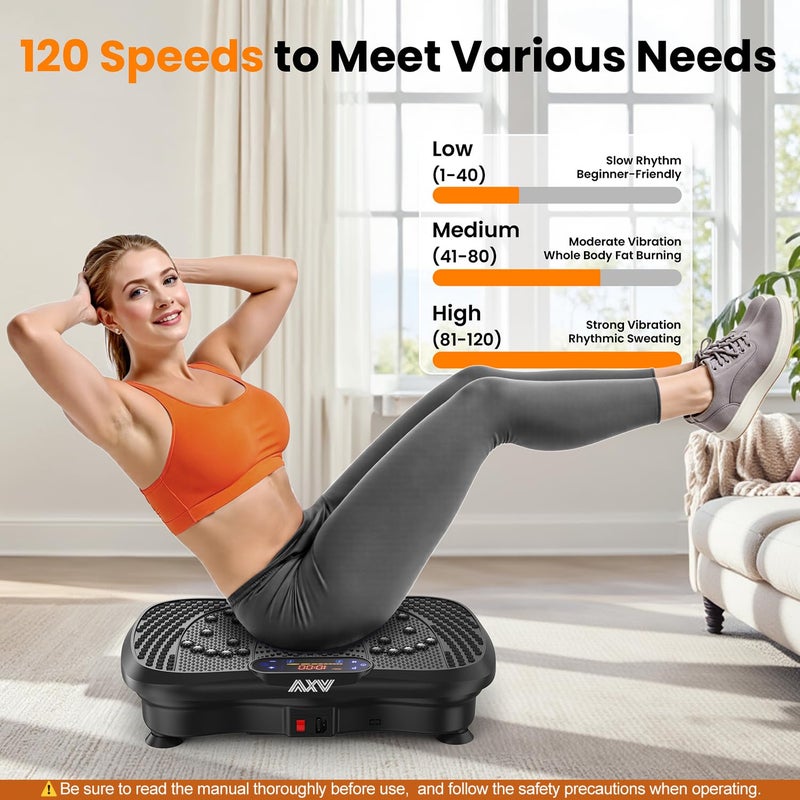 AXV Vibration Plate Fitness Platform Exercise Machine Vibrating Shaking Full Body Shaker Workout Vibrate Stand Shake Board Sport Gym for Weight Loss Fat Burner for Women Men - Image 2