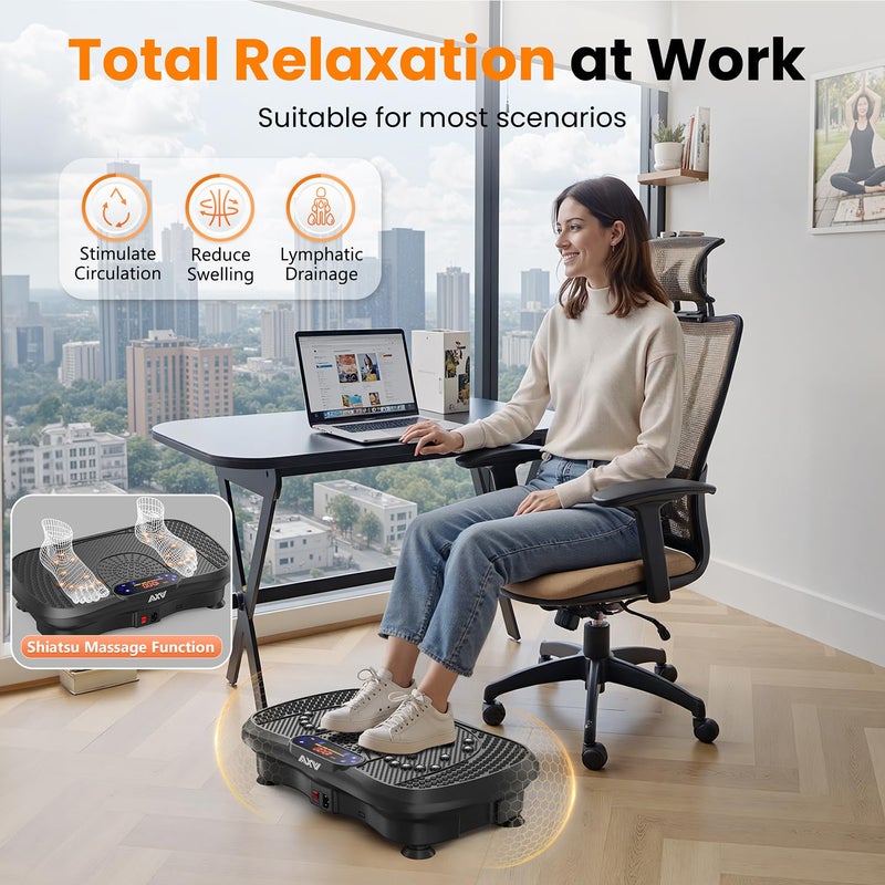 AXV Vibration Plate Fitness Platform Exercise Machine Vibrating Shaking Full Body Shaker Workout Vibrate Stand Shake Board Sport Gym for Weight Loss Fat Burner for Women Men - Image 3