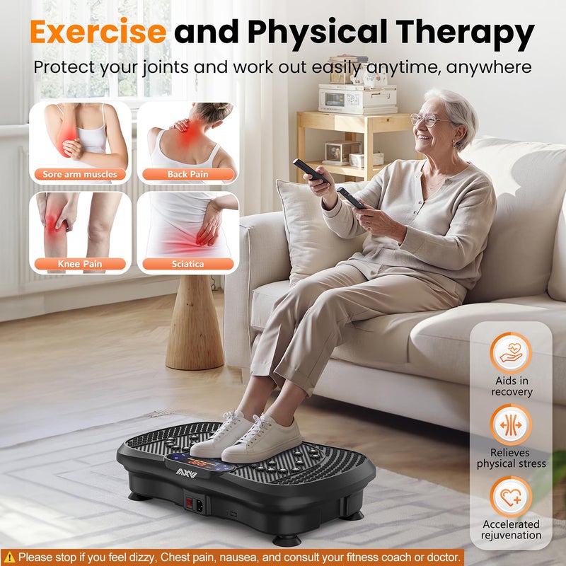 AXV Vibration Plate Fitness Platform Exercise Machine Vibrating Shaking Full Body Shaker Workout Vibrate Stand Shake Board Sport Gym for Weight Loss Fat Burner for Women Men - Image 4