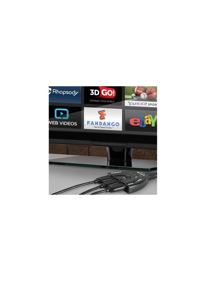 محول HDMI بـ 3 منافذ  – يدعم دقة 4K و1080P ثلاثية الأبعاد – مع زر تبديل تلقائي وسهل – متوافق مع التلفزيون، الكمبيوتر، جهاز العرض، والـHD - Image 3