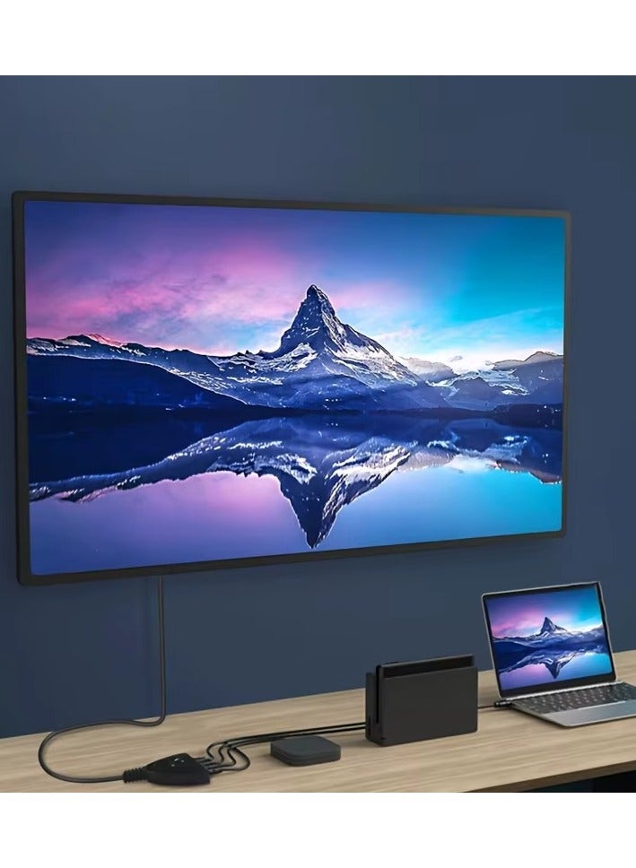 محول HDMI بـ 3 منافذ  – يدعم دقة 4K و1080P ثلاثية الأبعاد – مع زر تبديل تلقائي وسهل – متوافق مع التلفزيون، الكمبيوتر، جهاز العرض، والـHD - Image 4