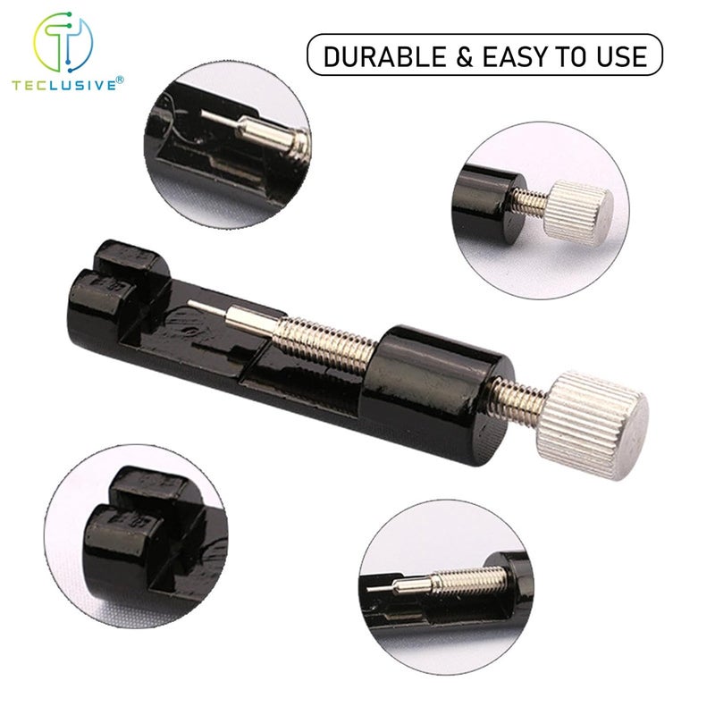 T TECLUSIVE Metal Watch Strap Adjuster Tool with Extra Pins for Watch Strap Chain Size Adjustment Tool Part Remover | Watch Link Removal Tool Kit | Full Metal Body Watch Resize Toolkit - Image 3