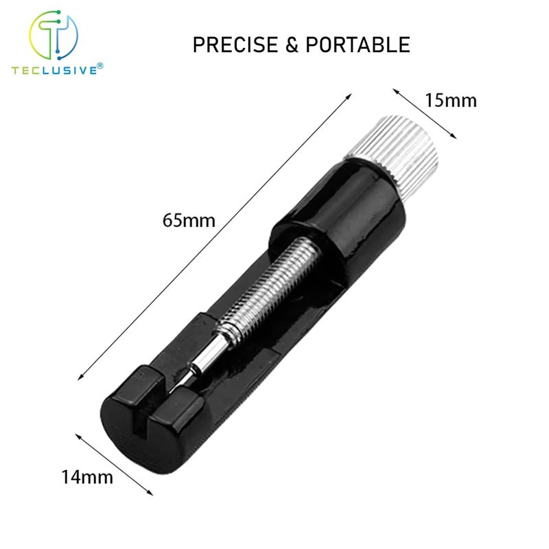 T TECLUSIVE Metal Watch Strap Adjuster Tool with Extra Pins for Watch Strap Chain Size Adjustment Tool Part Remover | Watch Link Removal Tool Kit | Full Metal Body Watch Resize Toolkit - Image 2