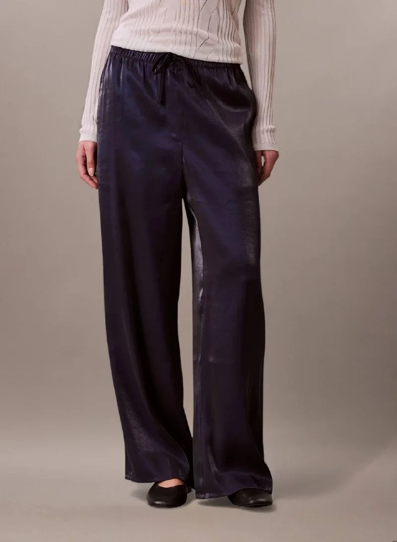 Calvin Klein Maritime Blue Shiny Pull-On Trousers for Women | Best Price UAE