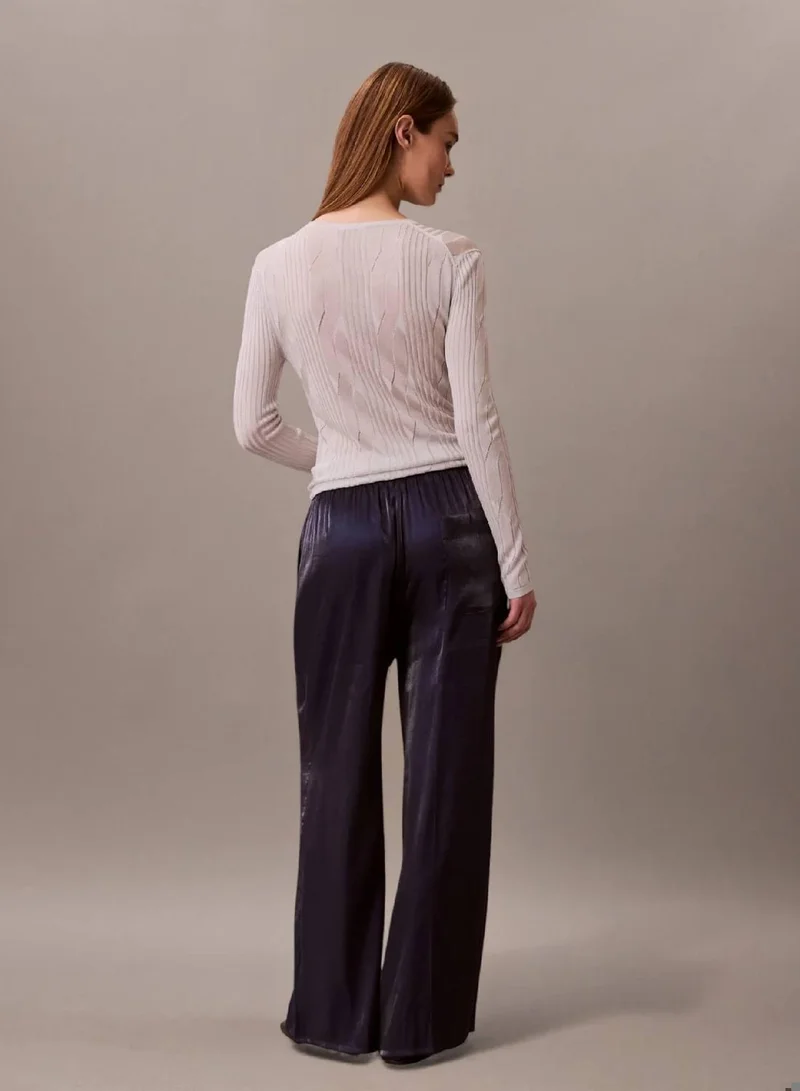 Calvin Klein Maritime Blue Shiny Pull-On Trousers for Women | Best Price UAE