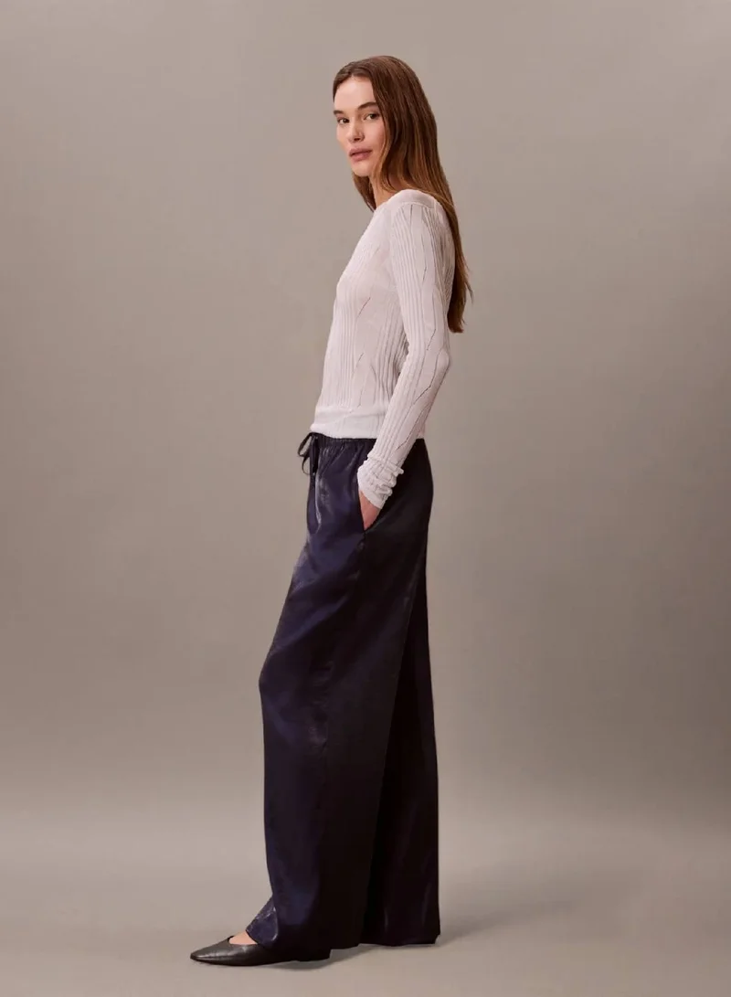 Calvin Klein Maritime Blue Shiny Pull-On Trousers for Women | Best Price UAE