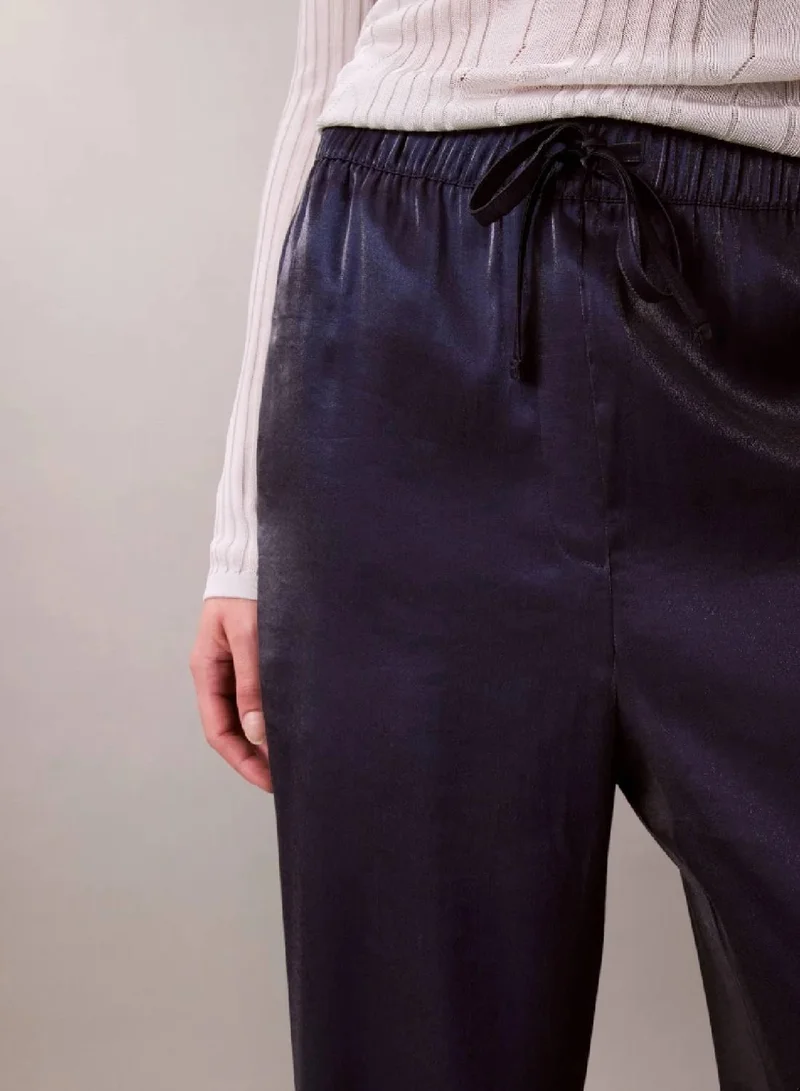 Calvin Klein Maritime Blue Shiny Pull-On Trousers for Women | Best Price UAE