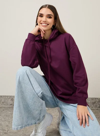 Styli Oversized Longline Hoodie with Dropped Shoulder