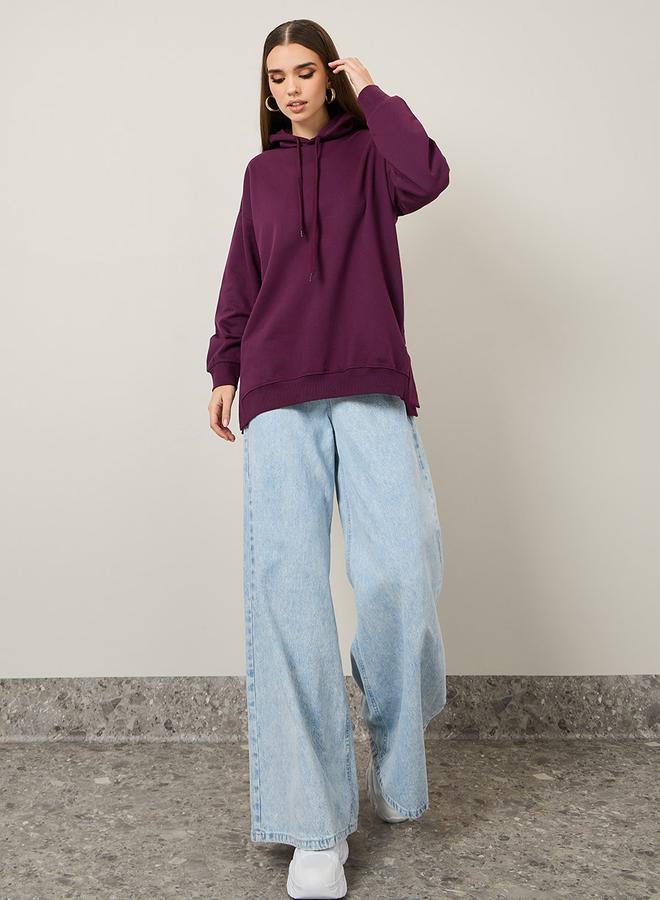 ستايلي هودي واسع بكتف ساقط وطول طويل - Image 2