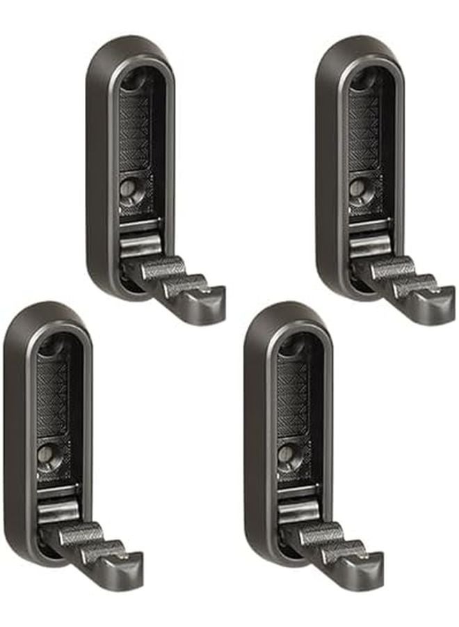 4 قطع من خطاف الحائط القابل للسحب باللون الرمادي اللؤلؤي للحمام وخزانة الملابس، منظف قابل للطي لتوفير المساحة - Image 1