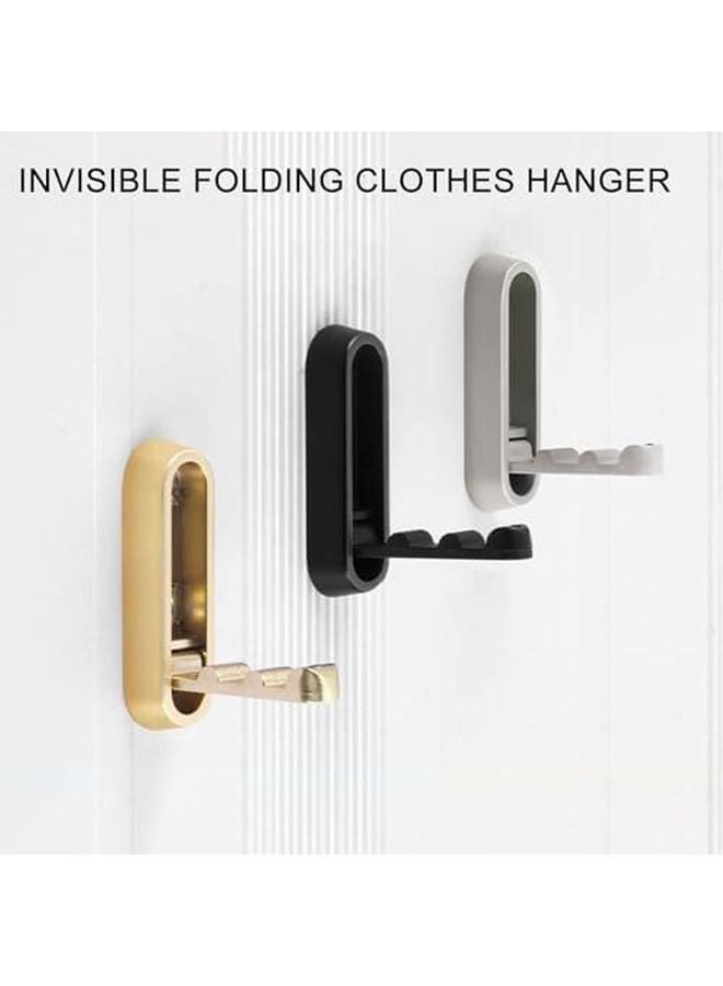 4 قطع من خطاف الحائط القابل للسحب باللون الرمادي اللؤلؤي للحمام وخزانة الملابس، منظف قابل للطي لتوفير المساحة - Image 5