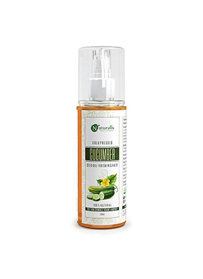 Naturalis Essence Of Nature Cold Pressed Cucumber Seed Carrier Oil, Natural Moisturizer For Youthful Skin, 200 Ml  - Image 2