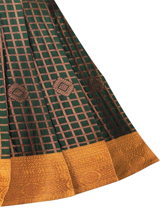 PW PLATYPUS WORLD Baby Girl's South Indian Traditional Pattu Pavadai Jacquard Silk Readymade Lehenga Choli (Yellow, 6-12 Months) - Image 4