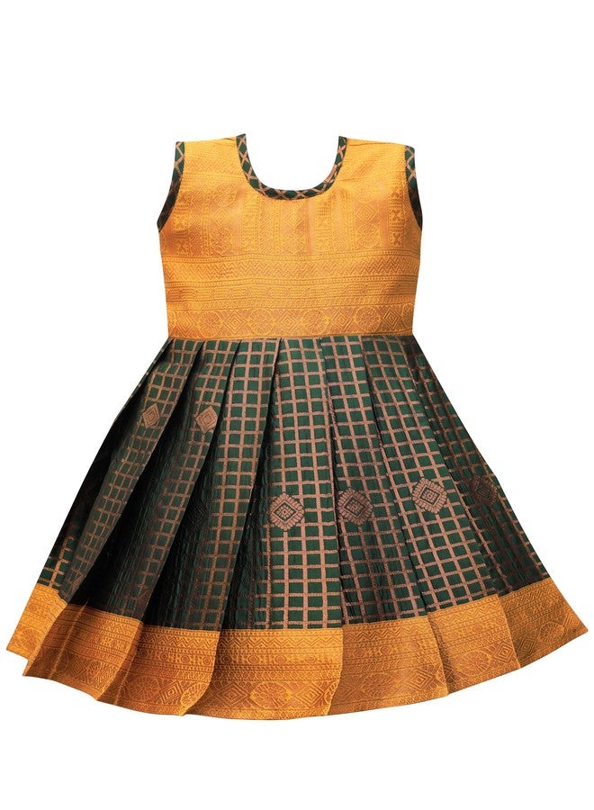 PW PLATYPUS WORLD Baby Girl's South Indian Traditional Pattu Pavadai Jacquard Silk Readymade Lehenga Choli (Yellow, 6-12 Months) - Image 2
