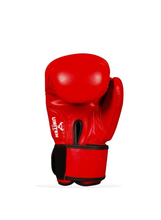 UNITEN Men Indian Amateur Contest Boxing Gloves | Leather Gloves | Men Boxing Gloves (Red, 10 oz) - Image 4