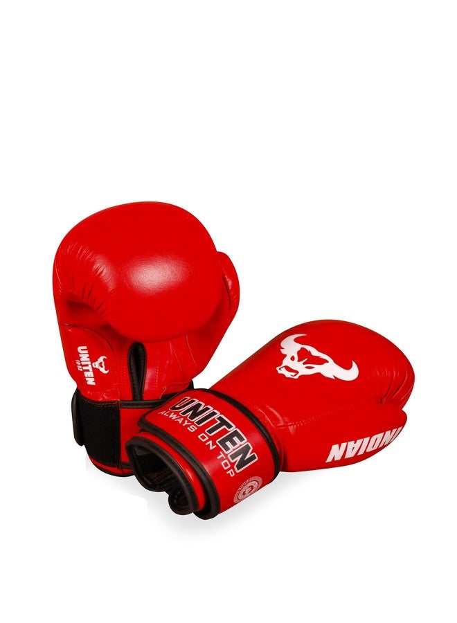 UNITEN Men Indian Amateur Contest Boxing Gloves | Leather Gloves | Men Boxing Gloves (Red, 10 oz) - Image 1