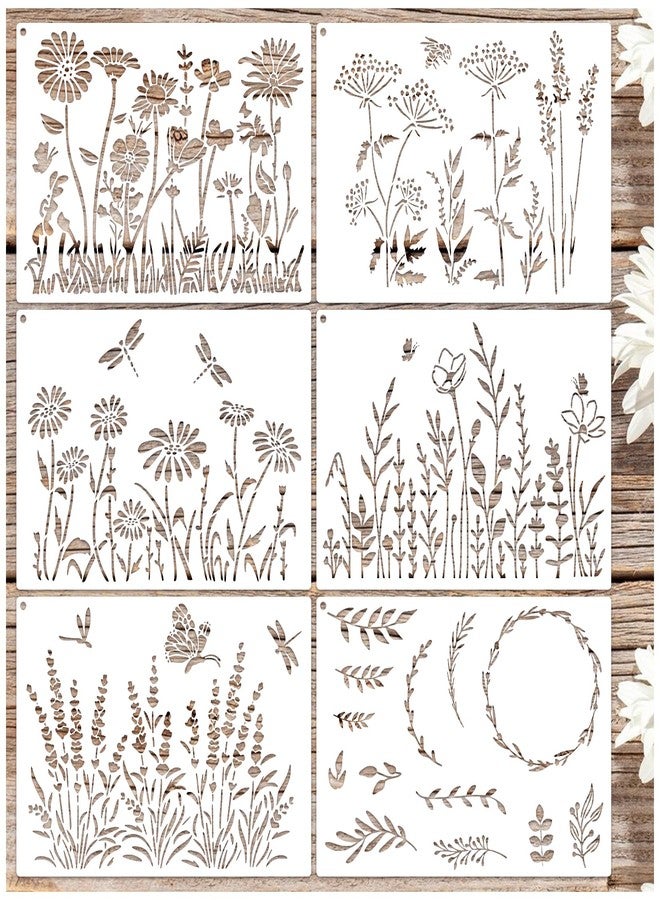 MYJMN Large Flower Stencils for Painting on Walls Fence - 16x11 Inches Reusable Jumbo Wildflower Stencils for Crafts, Canvas, Paper, Garden, Fabric, Furniture, Outdoors (floral6) - Image 1