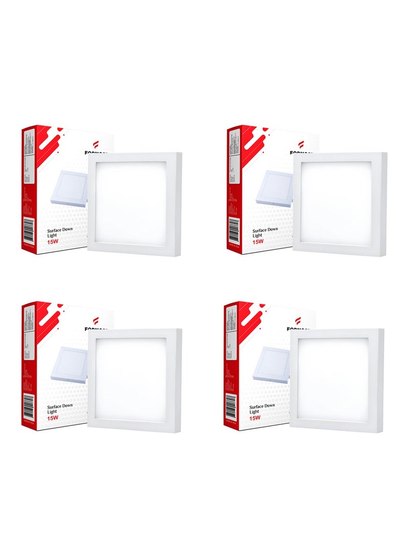 FORMOST FORMOST Surface Down Light LED Square 15W| Surge Protection Upto 4KV | Long Lasting Downlighter for Home Shops and Hotels Ceiling | Durable and Sustainable | 2 Years Warranty | Warm White | Pack of 4  - Image 1