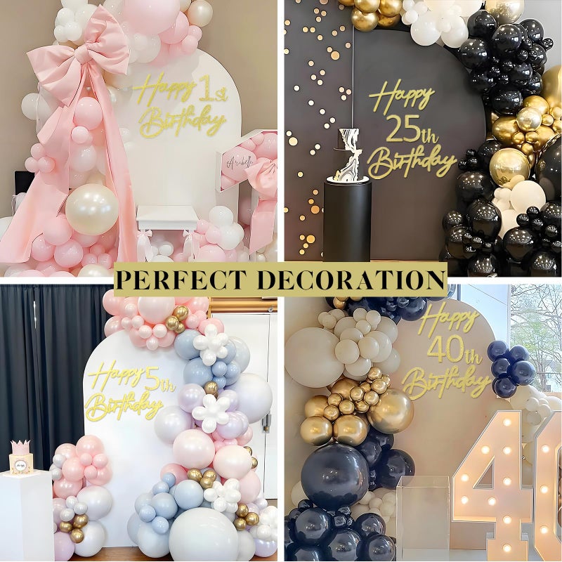 MASTRON Happy Birthday with 0-9 Numbers Sign for Backdrop - Glitter Felt Custom Age Happy Birthday Decal for Balloon Arch Birthday Decorations Baby Shower - Gold - Image 5