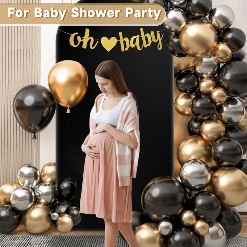 Hemmotop 6 ft Black Arch Cover (No Arch Backdrop Stand), 2-Sided Spandex Arch Covers Stretchy Backdrop, for Wedding, Baby Shower, Birthday Party Decoration - Image 3