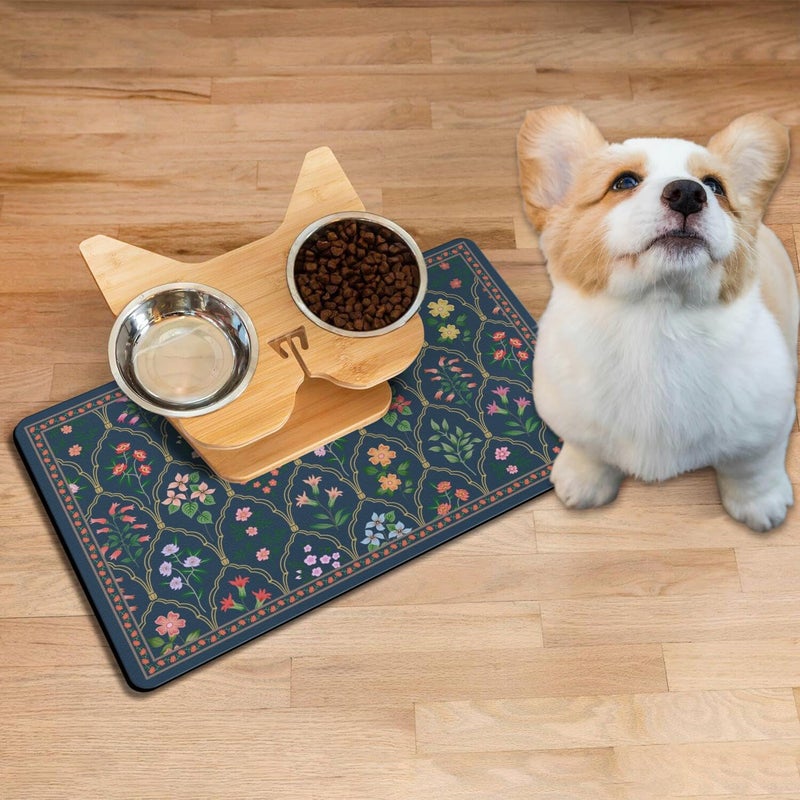 Ideasonna Absorbent Pet Dog Bowl Mat for Food and Water, Pet Cat Food Feeding Mat with Non Slip Rubber Backing, Dog Food Mats for Floors Waterproof, 12"x20" - Image 2