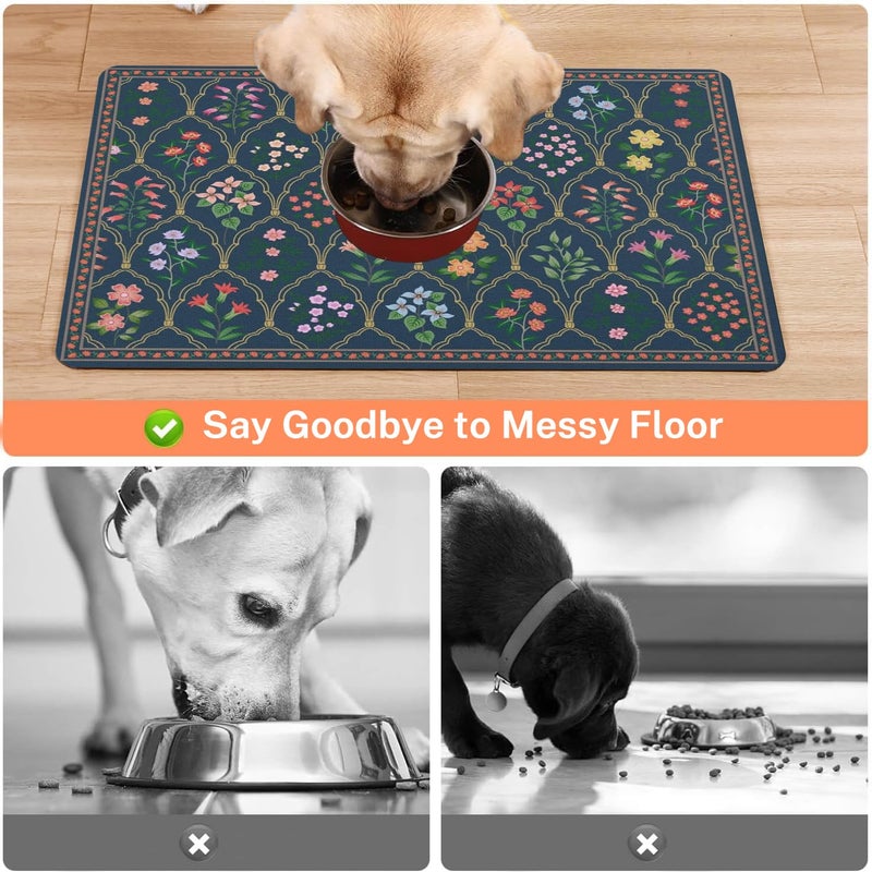 Ideasonna Absorbent Pet Dog Bowl Mat for Food and Water, Pet Cat Food Feeding Mat with Non Slip Rubber Backing, Dog Food Mats for Floors Waterproof, 12"x20" - Image 3