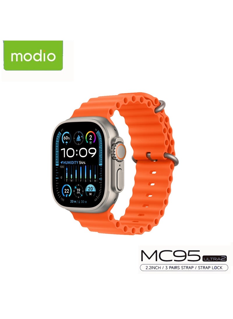 modio - Modio MC95 Ultra 2 2.2 Inch Full Screen Display Smart Watch With 3 Straps and Wireless Charger For Ladies and Gents - Image 1