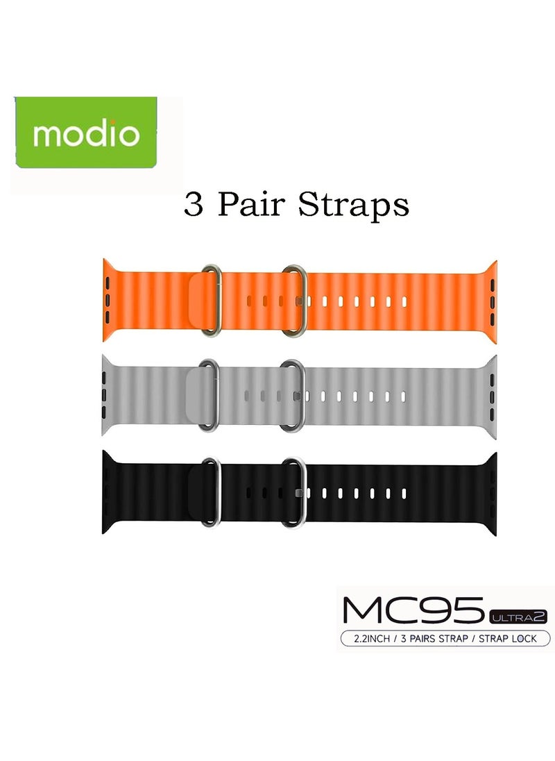modio - Modio MC95 Ultra 2 2.2 Inch Full Screen Display Smart Watch With 3 Straps and Wireless Charger For Ladies and Gents - Image 1