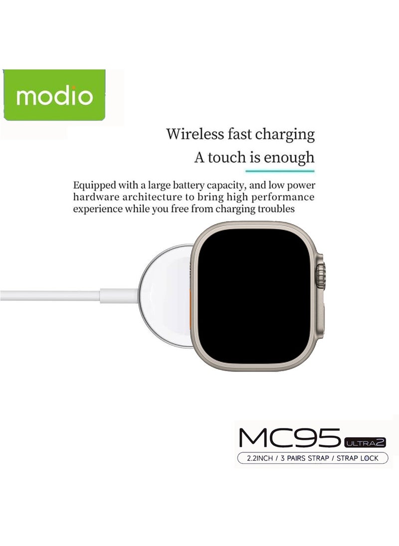 modio - Modio MC95 Ultra 2 2.2 Inch Full Screen Display Smart Watch With 3 Straps and Wireless Charger For Ladies and Gents - Image 1