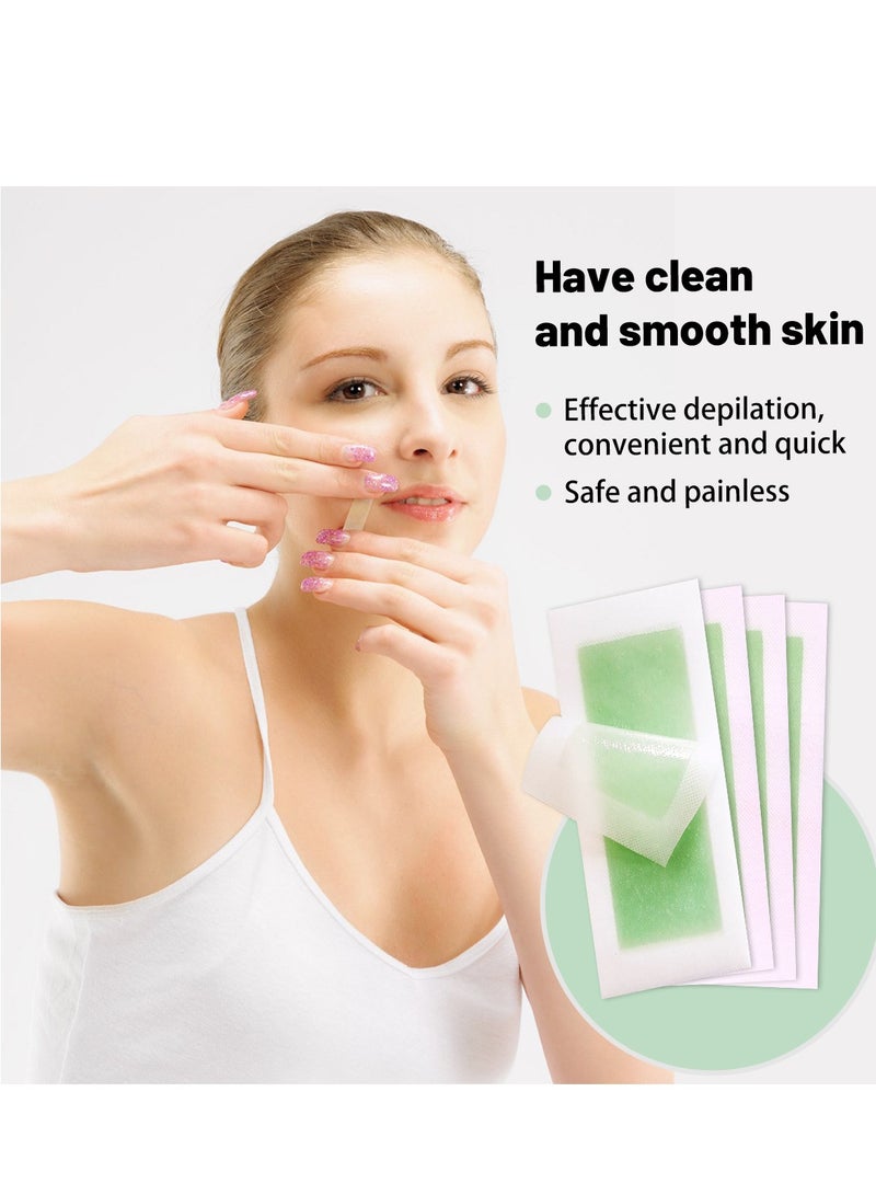 Fanski 40 Pieces (18*9x40) Fast and Effective Hair Removal Wax Strips for Face Eyebrows Upper Lip Cheeks Epilator Fast Painless Hair Removal Kit Suitable for All Skin Types - Image 2