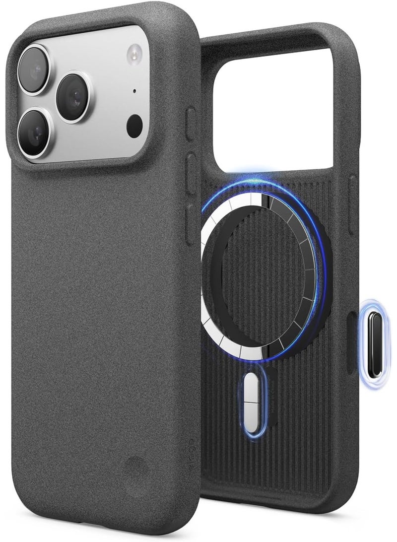 Elago Pebble Built-in Magnet for iPhone 18 Pro Case / 17 Pro Case Compatible with MagSafe, StoneSpray Texture, Slim TPU Cover, Raised Camera Protection, Camera Control Button- Dark Grey - Image 1