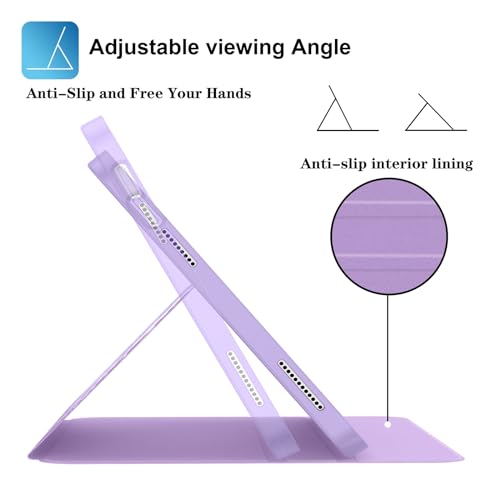 Supveco Case for iPad (A16) 11th Generation 11 inch (2025),iPad 10th Generation 10.9 inch (2022) with Pencil Holder-[Auto Wake/Sleep],Premium Folio Stand Case with Soft TPU Back Cover-Lilac Book - Image 5
