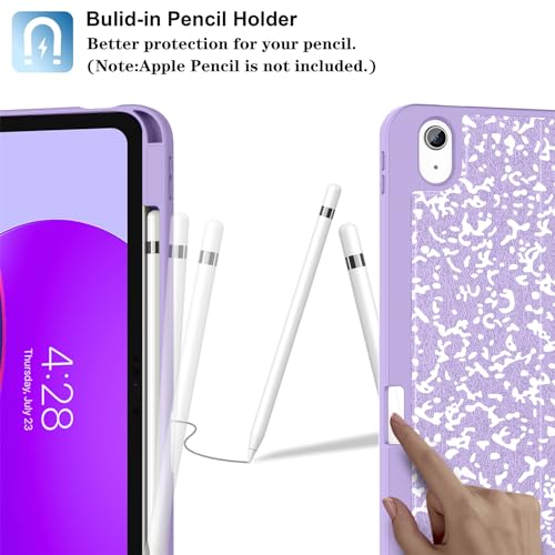 Supveco Case for iPad (A16) 11th Generation 11 inch (2025),iPad 10th Generation 10.9 inch (2022) with Pencil Holder-[Auto Wake/Sleep],Premium Folio Stand Case with Soft TPU Back Cover-Lilac Book - Image 3