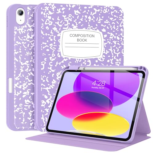 Supveco Case for iPad (A16) 11th Generation 11 inch (2025),iPad 10th Generation 10.9 inch (2022) with Pencil Holder-[Auto Wake/Sleep],Premium Folio Stand Case with Soft TPU Back Cover-Lilac Book - Image 1