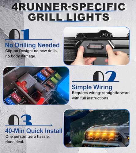 NEOXIST LED Grill Lights for 2025 2026 Toyota 4Runner Raptor Lights Front Grille Light Bar Head Lamp 4 Runner Accessories 6th Gen (Amber, TRD Pro & Trailhunter Only) - Image 5