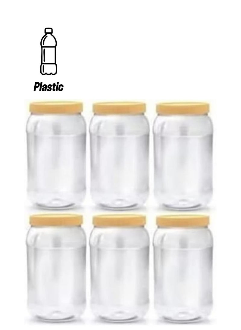 ALSAQER Alsaqer 6-Pieces Plastic Spice Storage Pet Jar -Sunpet 2000 ml Round Clear Jars with lid-Plastic Transparent Bottles  - Image 1